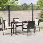 vidaXL Ensemble de repas de jardin 5 pièces avec coussins en rotin noir