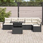 vidaXL Ensemble de canapé de jardin 7 Pièces Noir Poly rotin