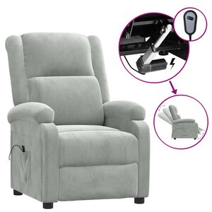 vidaXL Fauteuil inclinable électrique gris clair velours