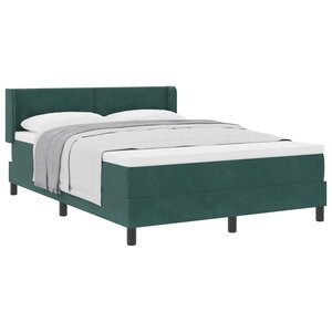 vidaXL Lit à ressorts avec tête de lit Vert foncé 190 x 140 cm Velours