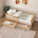 Lit enfant Isa 2 tiroirs barrière naturel