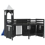 vidaXL Lit mezzanine enfants et tour sans matelas blanc noir 80x200cm