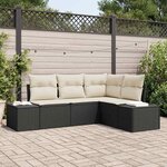 vidaXL Ensemble de canapé de jardin 4 Pièces Noir Poly rotin
