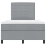 vidaXL Lit à ressorts avec matelas et lumière LED grise claire 120 x 190 cm  cadre en tissu.