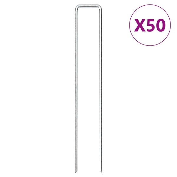vidaXL Piquets de sol en forme de U 50 Pièces 20x3 5 cm acier galvanisé
