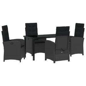vidaXL Ensemble de salle à manger de jardin 5 pièces avec coussins Noir Rattan Poly
