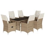 vidaXL Ensemble à manger de jardin et coussins 7 Pièces beige poly rotin