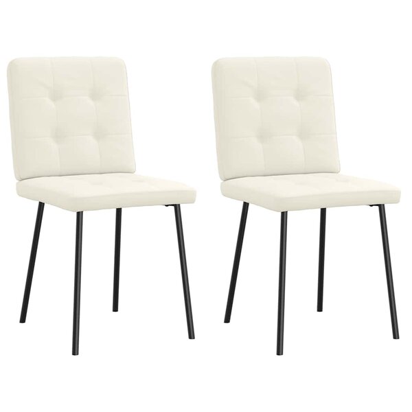 vidaXL Chaises à manger lot de 2 Crème Velours