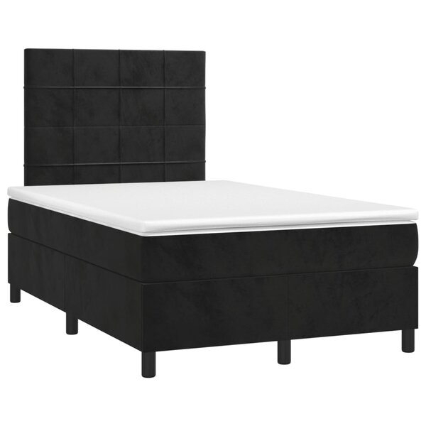 vidaXL Sommier à lattes de lit avec matelas noir 120x190 cm velours