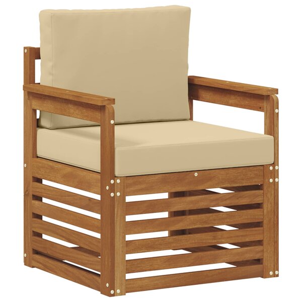 vidaXL Canapé d’extérieur Bois d'acacia massif et polyester Naturel