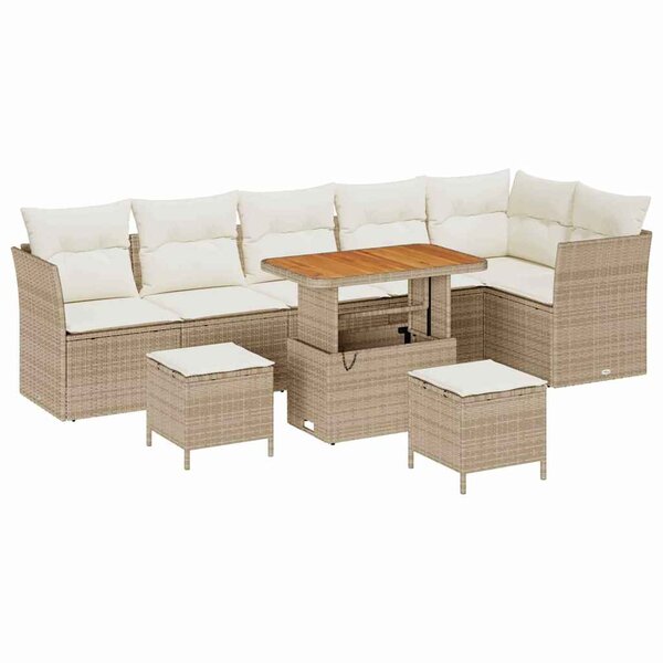 vidaXL Ensemble de canapé de jardin 9 Pièces Beige polyrotin