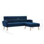 vidaXL Canapé en forme de L revêtement en tissu 186x136x79 cm bleu