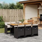 vidaXL Ensemble à manger de jardin coussins 7Pièces Noir Résine tressée