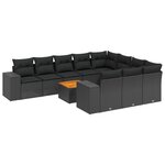 vidaXL Salon de jardin 11 Pièces avec coussins noir résine tressée