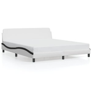 vidaXL Cadre de lit Dover blanc et noir 180x200 cm similicuir