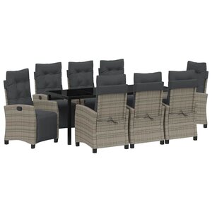 vidaXL Ensemble de salle à manger pour jardin 9 Pièces Gris polyrotin