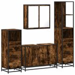 vidaXL Ensemble meubles salle de bain 4 Pièces chêne fumé bois ingénierie