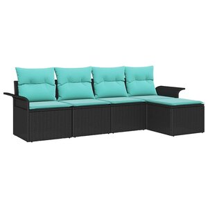 vidaXL Ensemble de canapé de jardin avec coussin 5 Pièces Noir polyrotin