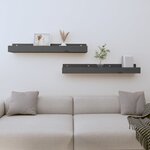 vidaXL Étagères murales 2 Pièces Gris 80x12x9 cm Bois de pin massif