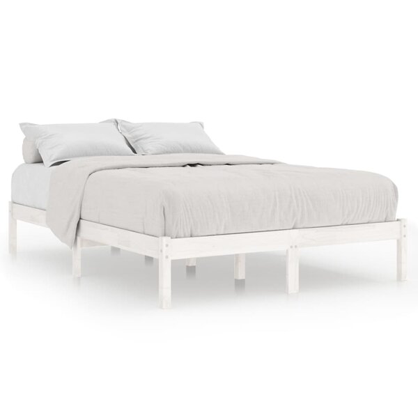 vidaXL Cadre de lit sans matelas blanc bois massif
