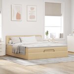 vidaXL Lit ottoman avec matelas et LED crème 180x200cm tissu