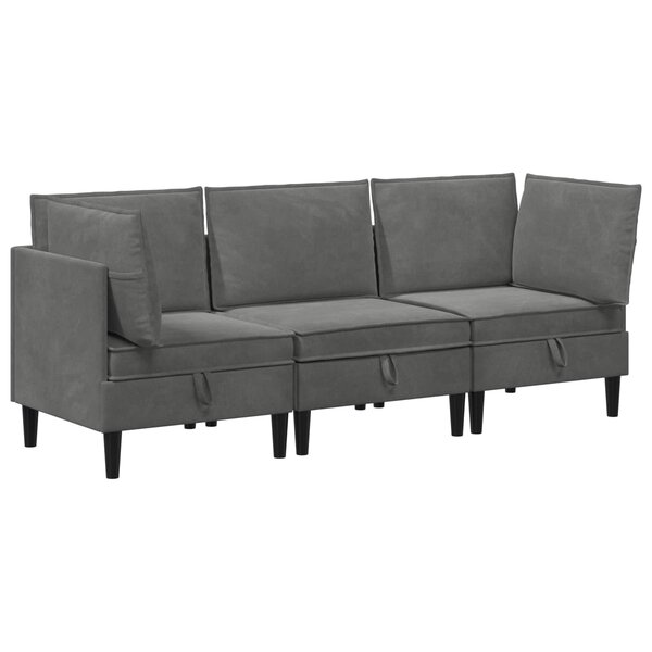 vidaXL Ensemble de meubles pour le salon 3 Pièces Gris foncé Velours