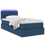 vidaXL Lit de rangement LED avec matelas Bleu 100 x 200 cm Tissu