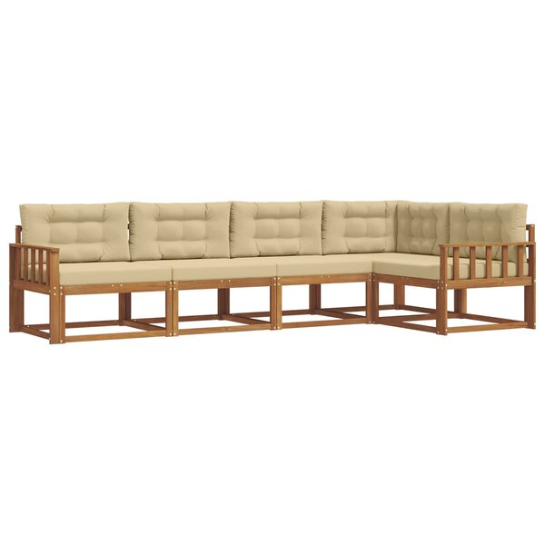 vidaXL Ensemble de canapés d'extérieur 5 pc Naturel et Beige