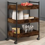 vidaXL Chariot de cuisine chêne fumé 50x30x70 cm bois d'ingénierie