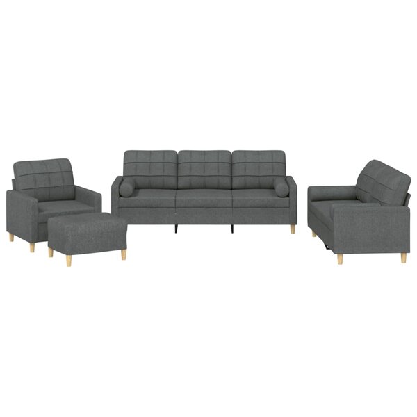 vidaXL Ensemble de canapés 4 Pièces coussins gris foncé tissu