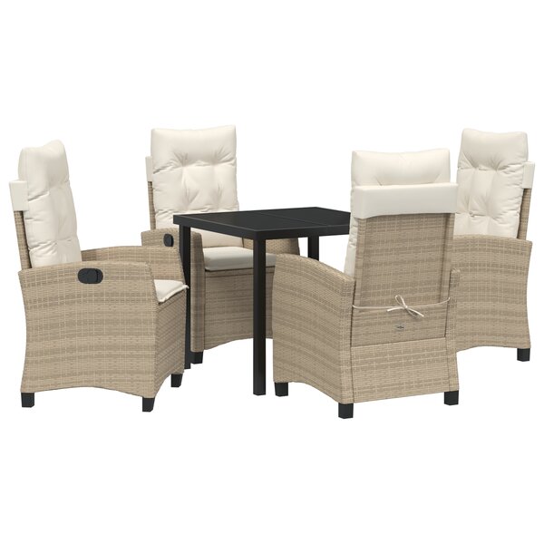 vidaXL Ensemble de mobilier de jardin 5 pièces avec coussins beige poly rattan
