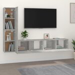 vidaXL Ensemble de meubles TV 4 Pièces Gris béton Bois d'ingénierie