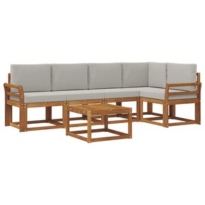 vidaXL Ensemble de canapés d'extérieur 6 pc Gris Naturel et Clair