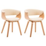 vidaXL Chaises à manger lot de 2 crème bois courbé et similicuir