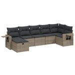 vidaXL Salon de jardin avec coussins 7 Pièces gris résine tressée