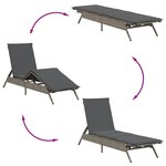 vidaXL Chaise longue avec coussin gris résine tressée