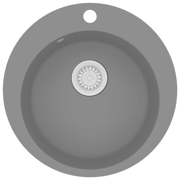 vidaXL Évier de cuisine en granit Bac unique Rond Gris