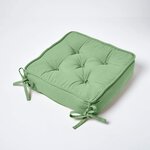 Galette de chaise coussin rehausseur en coton Vert foncé  40 x 40 x 10 cm - HOMESCAPES