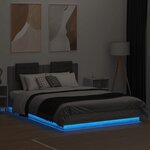vidaXL Cadre de lit tête de lit et lumières LED sonoma gris 150x200 cm