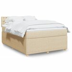 vidaXL Sommier à lattes de lit avec matelas Crème 140x200 cm Tissu