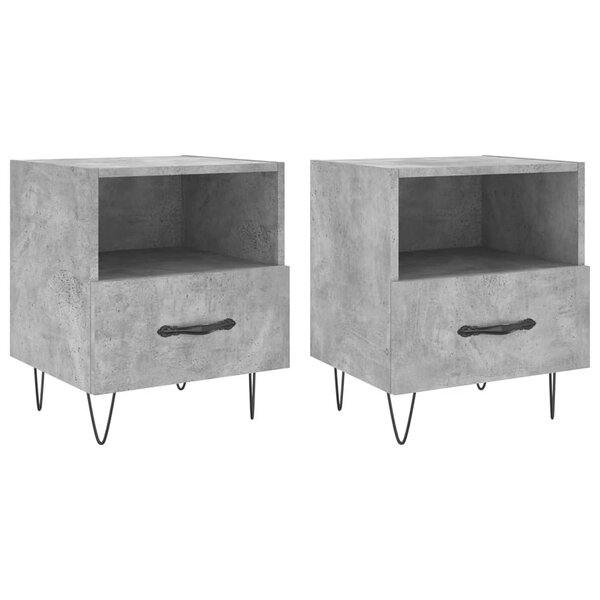 vidaXL Tables de chevet 2Pièces gris béton 40x35x47 5cm bois d’ingénierie