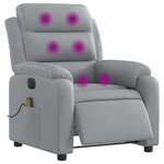 vidaXL Fauteuil de massage inclinable électrique gris clair tissu
