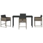 vidaXL Ensemble de Salle à Manger de Jardin 5 Pièces avec Coussins Gris Rattan PE
