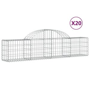 vidaXL Paniers à gabions arqués 20 Pièces 200x30x40/60 cm Fer galvanisé