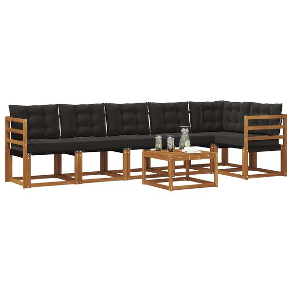vidaXL Ensemble de canapés d'extérieur 7 pc Naturel et Noir