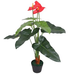 vidaXL Plante artificielle avec pot Anthurium 90 cm Rouge et Jaune