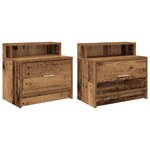 vidaXL Tables de chevet avec tiroir 2 Pièces vieux bois 51x31x47 cm