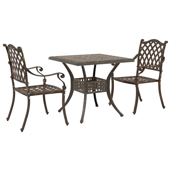 vidaXL Ensemble de tables de jardin 3 Pièces Bronze Aluminium coulé