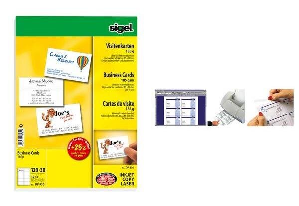 Etui 600 Cartes de Visite Imprimables et Prédécoupées 8 5 X 5 5 cm 200g Blanc SIGEL