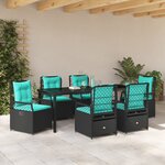 vidaXL Ensemble de salle à manger de jardin de 7 pièces en poly rattan noir